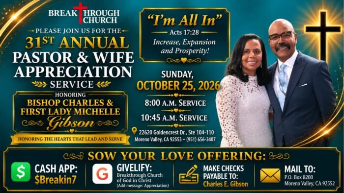 31st Annual Pastor & Wife Appreciation Service